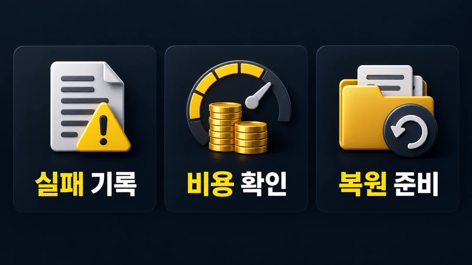 실패 기록, 비용 확인, 복원 준비를 구분한 AI 자동화 운영 안내