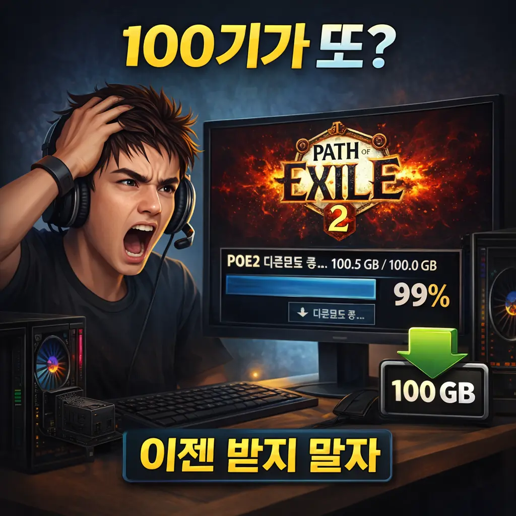 컴퓨터 업그레이드하는데 POE2 100GB 또 다운로드해야해