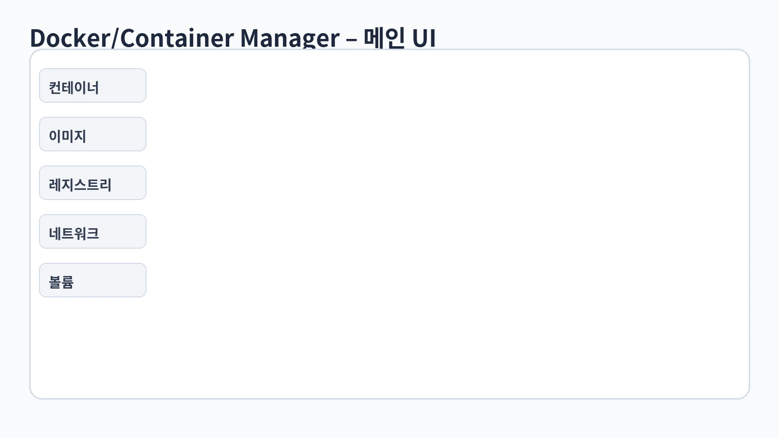 Docker/Container Manager 메인 UI